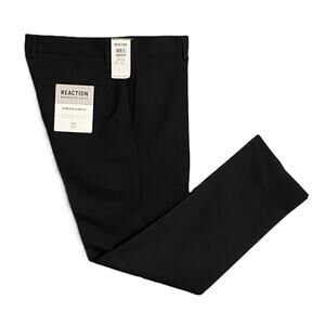 Kenneth Cole Dress Pant Men's 34x30 Slim Fit Stretch Gabardine Solid Black NEW